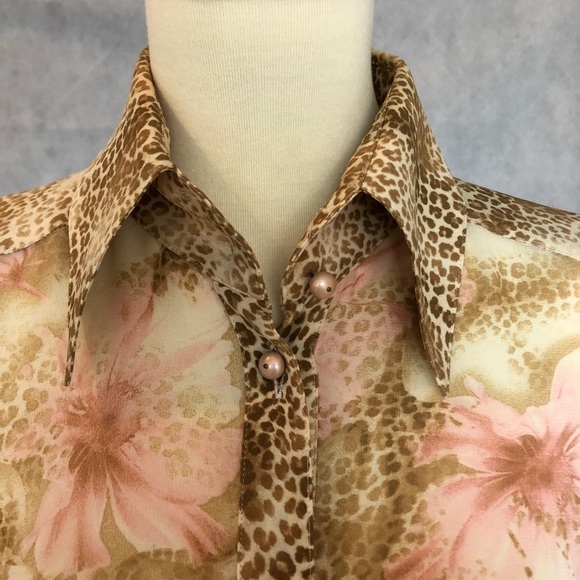 Escada Animal Print & Floral Long Sleeve Blouse - Picture 3 of 8